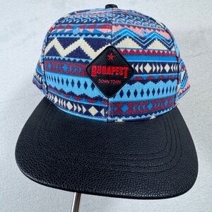 Budapest Downtown Snapback Hat Tribal Aztec Print Faux Leather Brim Unisex